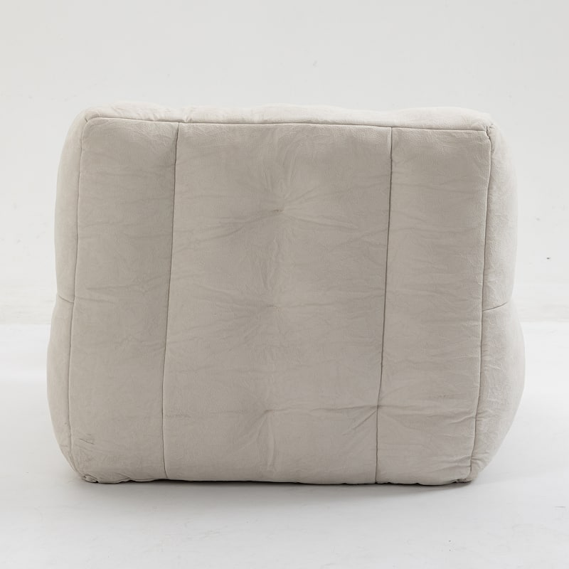 White 38.5" Velvet Accent Chair with Ottoman