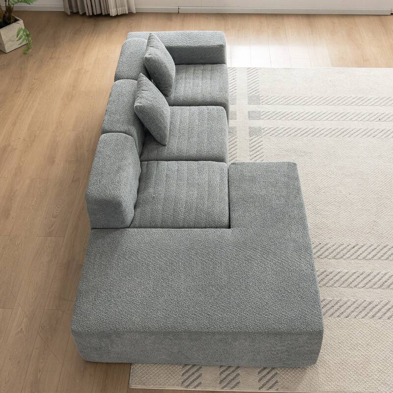 116.5" Versatile 4-Seater Sofa in Boucle Fabric with Cushions