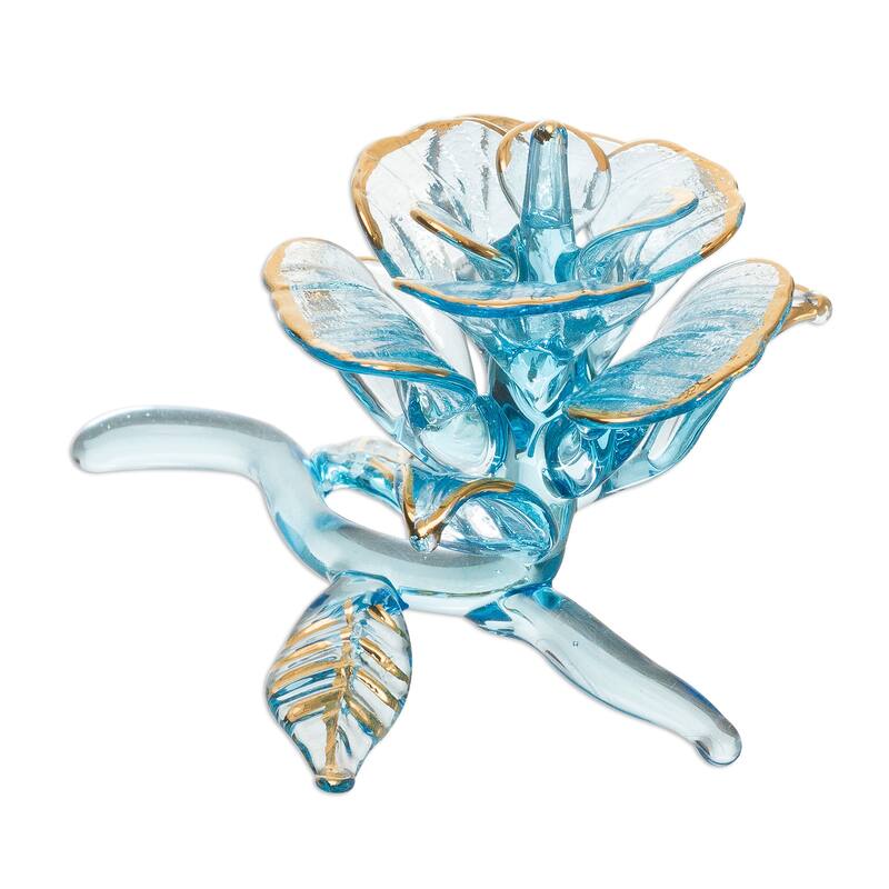 Novica Handmade Celestial Rose Blown Glass Figurine