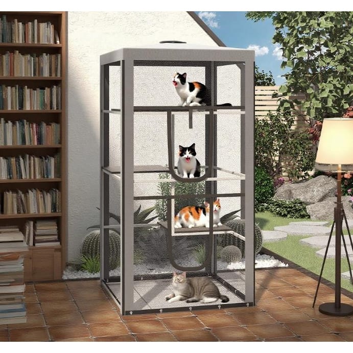Cat House Cat House Kitten Enclosure Mesh Playpen Steel Frame