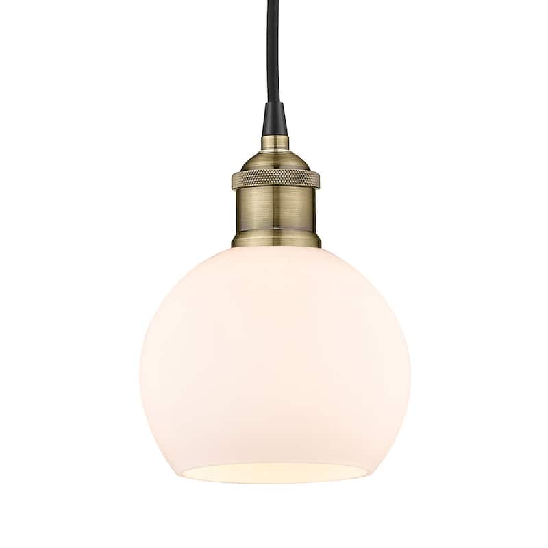 Innovations Lighting 616-1P-9-6 Athens Pendant Athens 6" Wide Mini - Black Antique Brass / Matte White