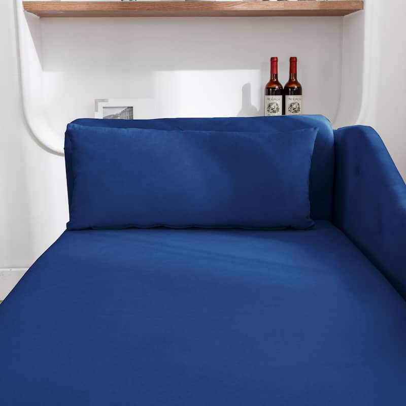 Kimberly Velvet Chaise Lounge with Storage and Pillow by GDFStudio - 58.26"L x27.9"W x 28.3"H