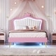 preview thumbnail 19 of 68, Modern Upholstered Princess Bed with Crown Headboard White/Pink - Twin
