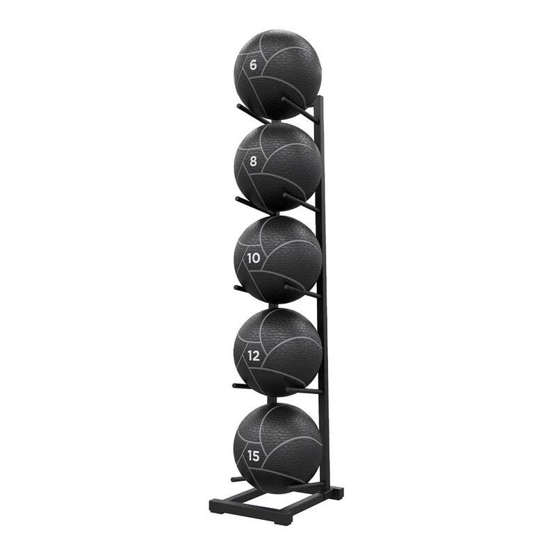 Med Ball 5 Set with Weight Plate Tree Rack, A Frame Standard Plate Storage, Gym Weight Stand Holder - Medium