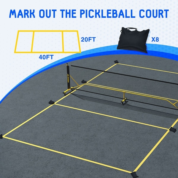 Patiassy Pickleball Net Set with Wheels and Pickleball Court Marking Kit 22 FT
