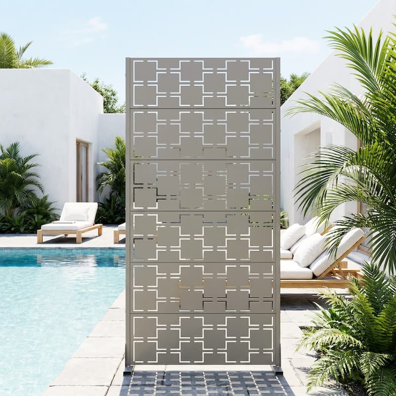 6 ft. H x 4 ft. Metal Privacy Screen Free Standing - 72"x35" - Grey