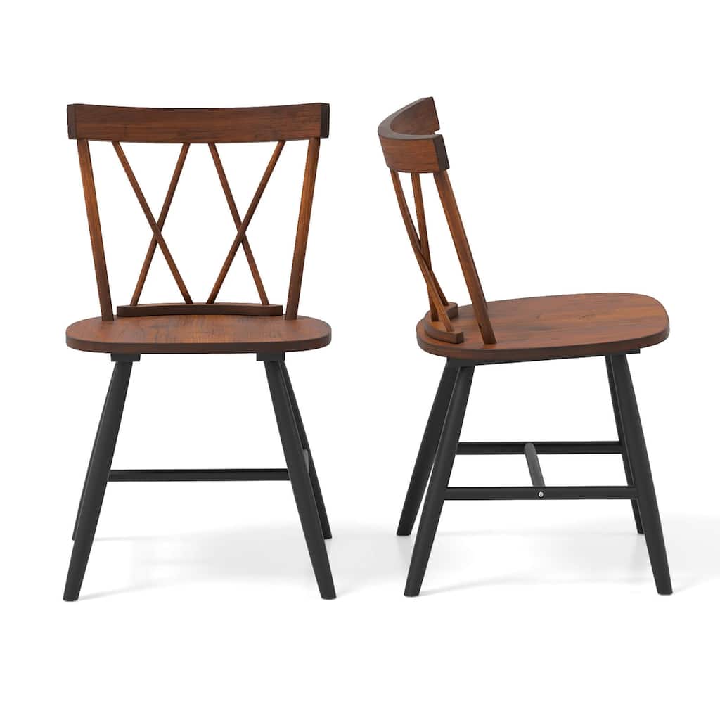 Costway Dining Chairs Set of 2/4 Farmhouse Kitchen Chair with Rubber