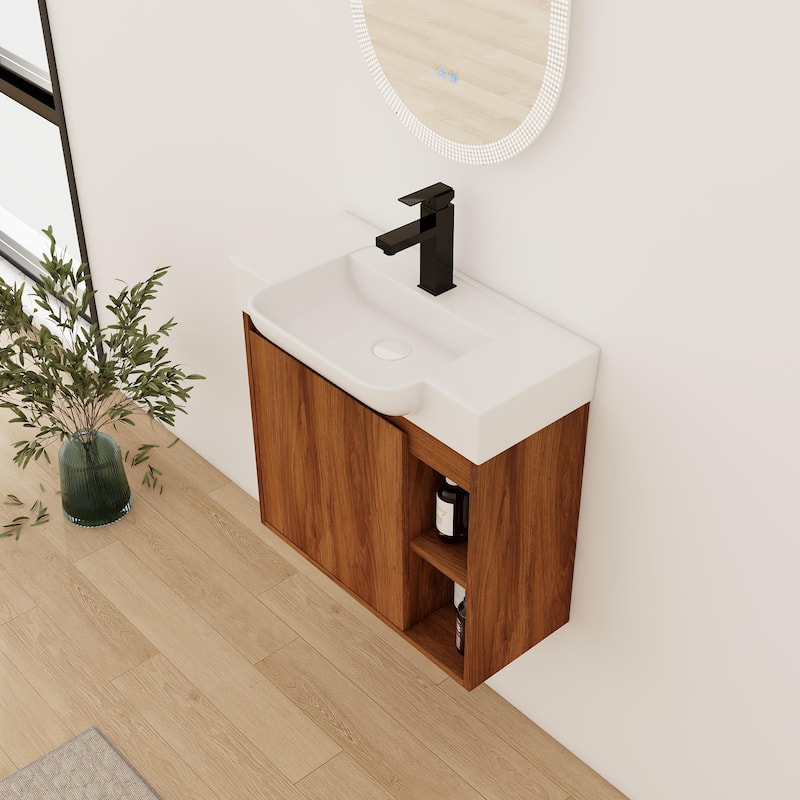 Bathroom Vanity With Sink In 24/28 Inch, Floating Bathroom Vanity With Soft Close Door