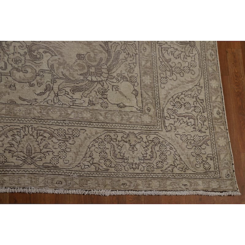 Tabriz Persian Vintage Rug Hand-Knotted Traditional Wool Carpet - 9'6" x 12'4"