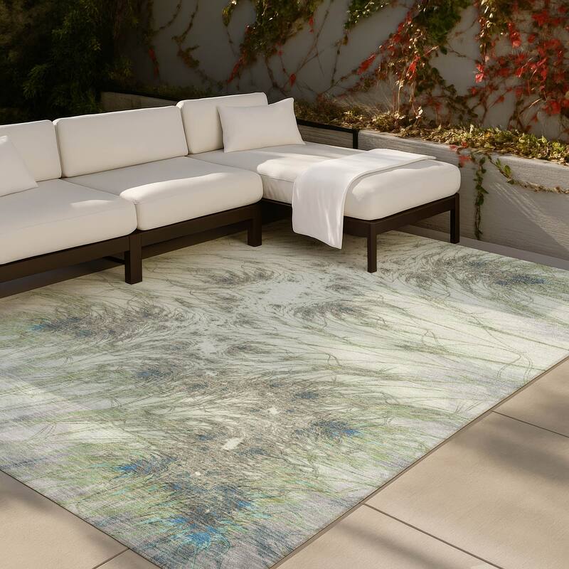 Machine Washable Indoor/ Outdoor Modern Cheraw Chantille Rug