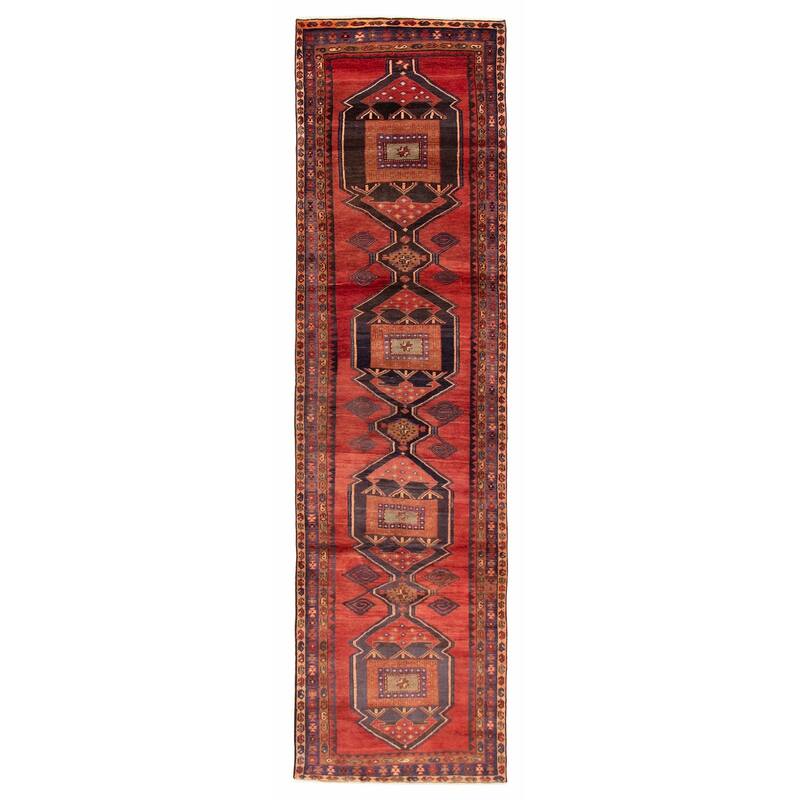 ECARPETGALLERY Hand-knotted Konya Anatolian Red Wool Rug - 3'6 x 13'1 - Red - 3'6 x 13'1