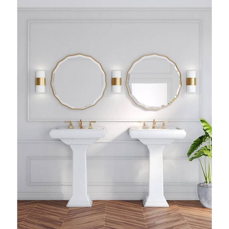 Silva Collection Two-Light Brushed Bronze White Linen Shade Wall Sconce - 7.87 in x 4.87 in x 17 in