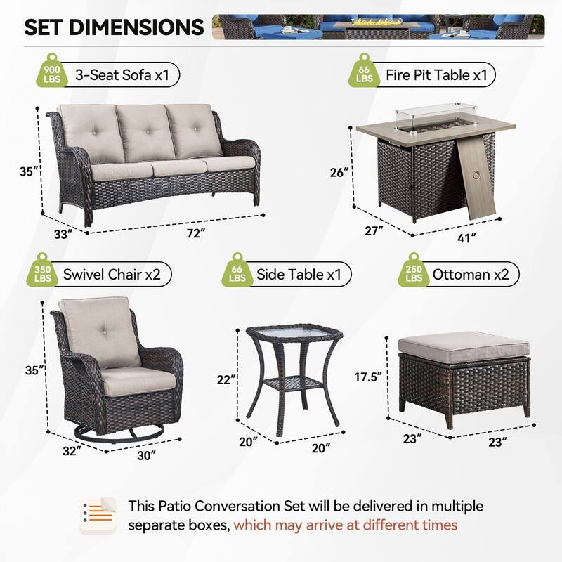 Fire Pit Table with Patio Glider Chairs Sofa Chairs Table