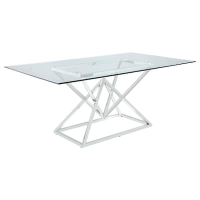 Beaufort Rectangular 71-inch Glass Top Dining Table Chrome