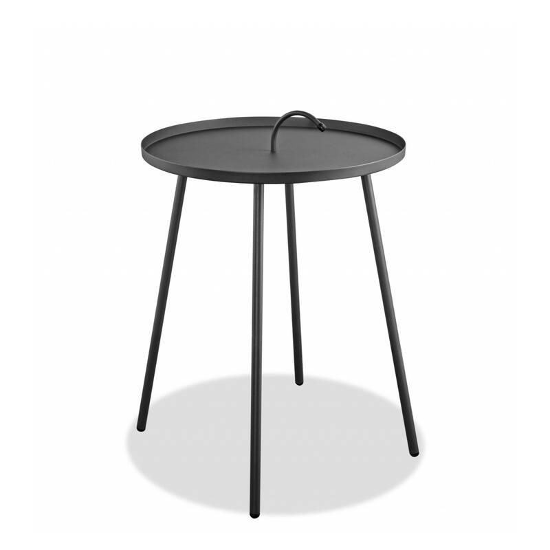 25” Grey Stainless Steel End Table with Round Tray Top Stylish Side Table for Living Room Bedroom or Office - 20"L x 20"W x 25"H