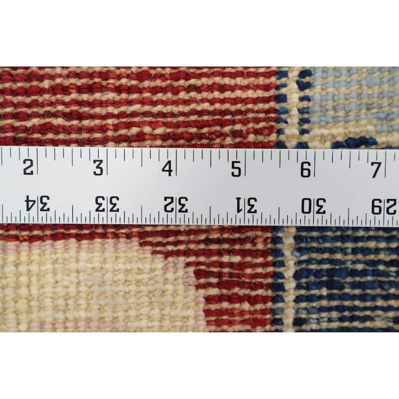 Hand Knotted Oriental 100% Wool Carpet Transitional Floral Navy Blue & Blues Oushak Area Rug - 6' 7'' X 5' 0''