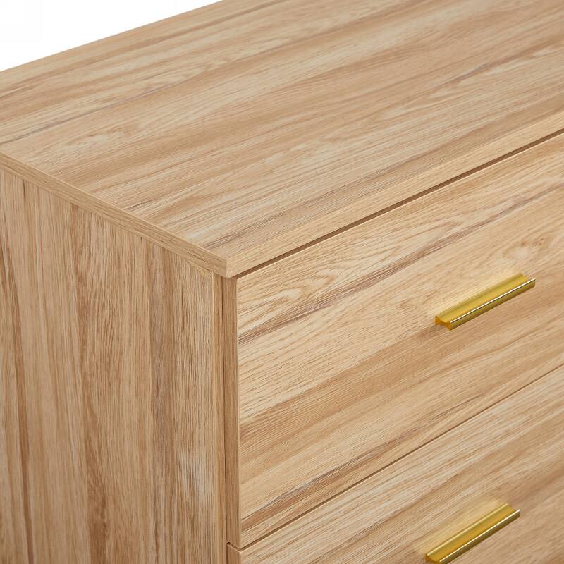 Modern Natural 9-Drawer Dresser For Bedroom-Ample Storage Wide Chest Of Drawers,Sturdy & Safe