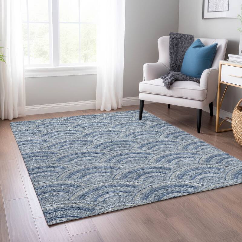 Machine Washable Indoor/ Outdoor Modern Mosaic Chantille Rug