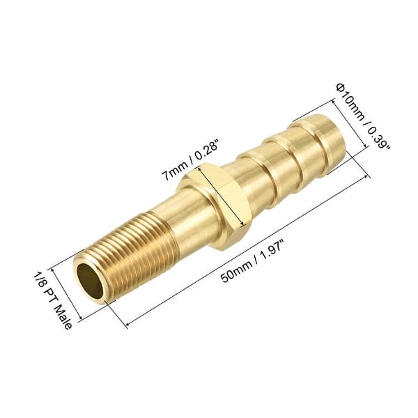 Brass Hose Barb Fitting 10mm x 1/8PT Male Thread 50mm Length Pipe ...