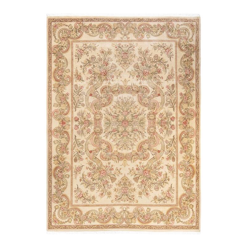 Overton Hand Knotted Wool Vintage Inspired Traditional Mogul Ivory Area Rug - 9 x 12