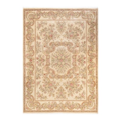 Overton Hand Knotted Wool Vintage Inspired Traditional Mogul Ivory Area Rug - 9 x 12