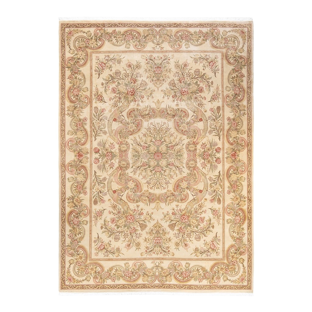 Overton Hand Knotted Wool Vintage Inspired Traditional Mogul Ivory Area Rug - 9 x 12