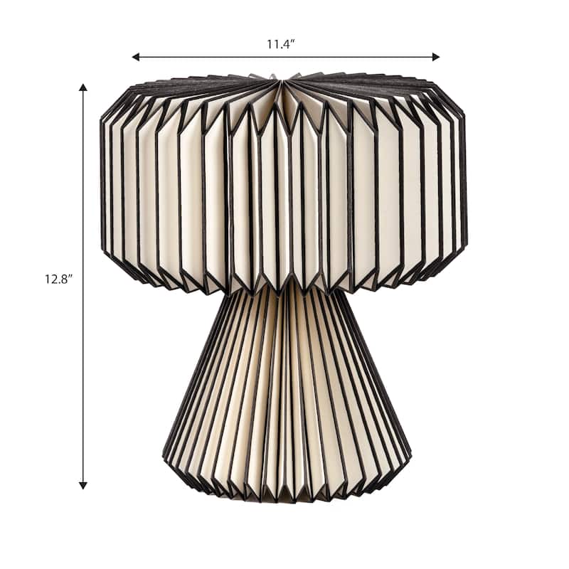 Zelda 12.8" Modern Art Deco Paper Pleated Shade Accent LED Table Lamp