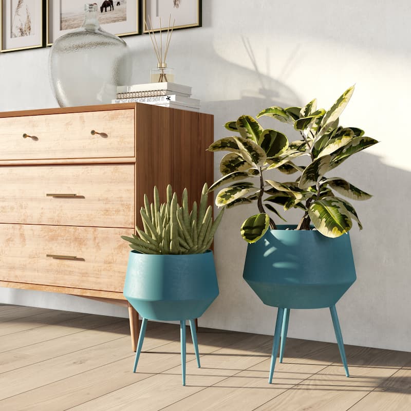 Huxley Mid Century Modern Planters - White (Set of 2)