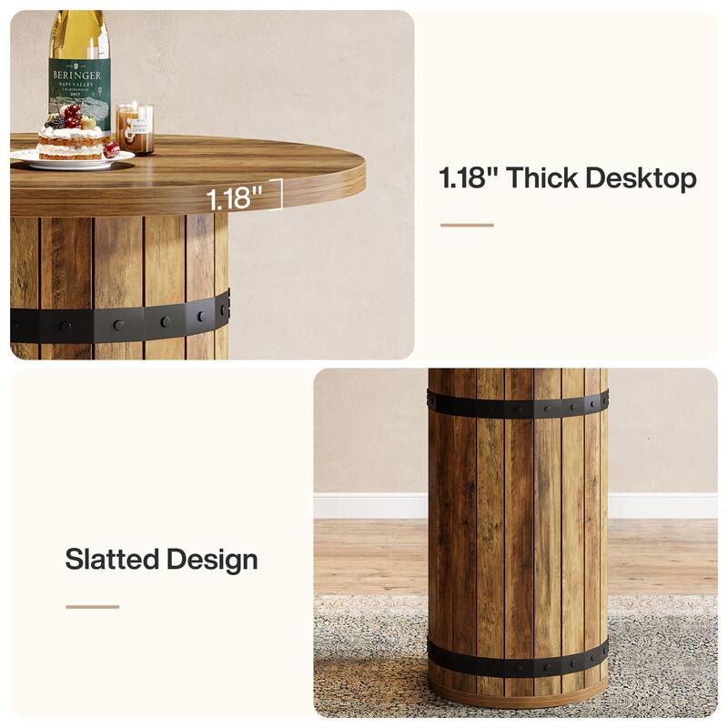 Round Bar Table, Bistro Pub Table for Kitchen (Only Table)