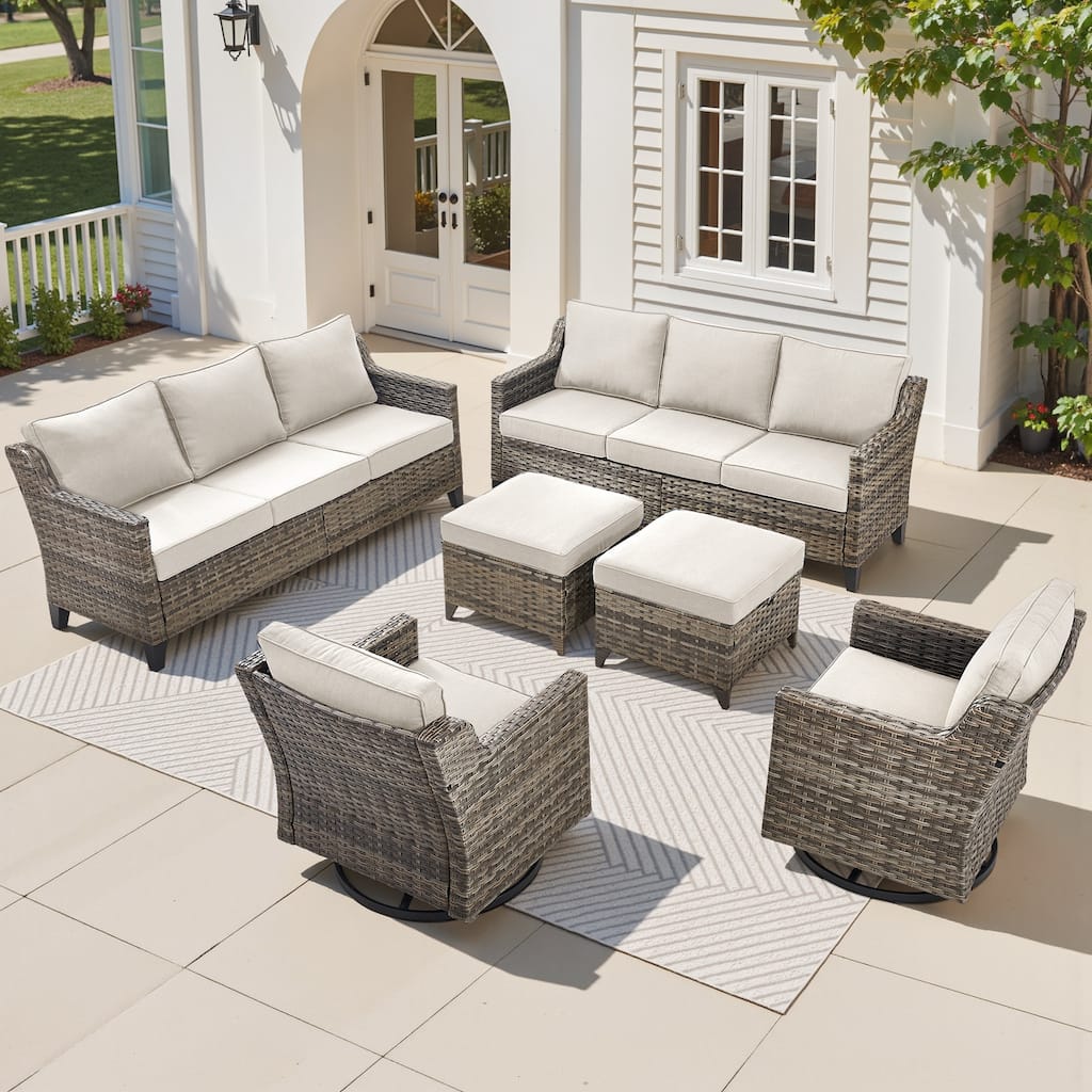 Pocassy 6-Piece Sofa Swivel Chair w/ Ottoman Set