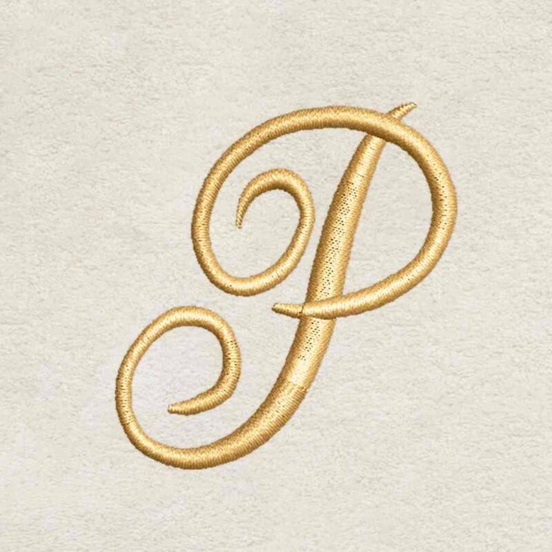 Avanti Linens Ivory/Gold Script Monogram Fingertip Towel Letter P - Fingertip Towel