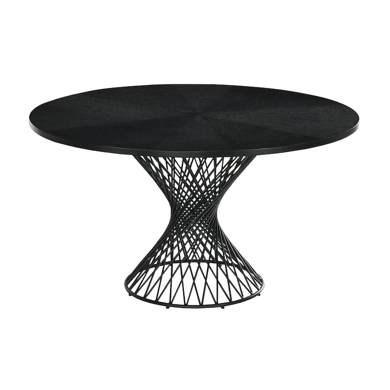 Cirque Channell Black Wood and Charcoal Upholstered 5 Piece Round Dining Set