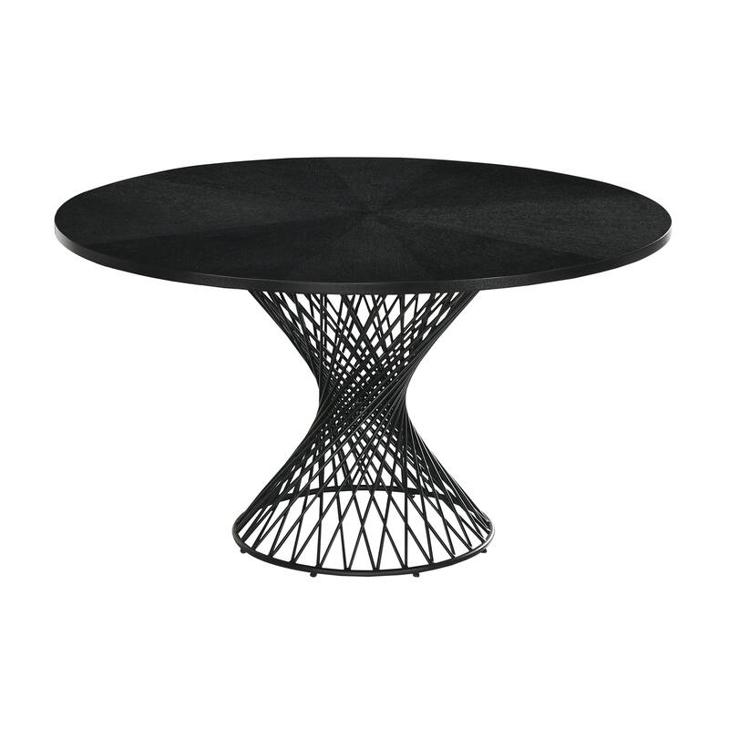 Cirque Polly Black or Walnut Wood 5 Piece Dining Set with Pedestal Base