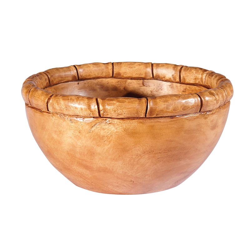 Bamboo Carved Salad Bowl - Brown