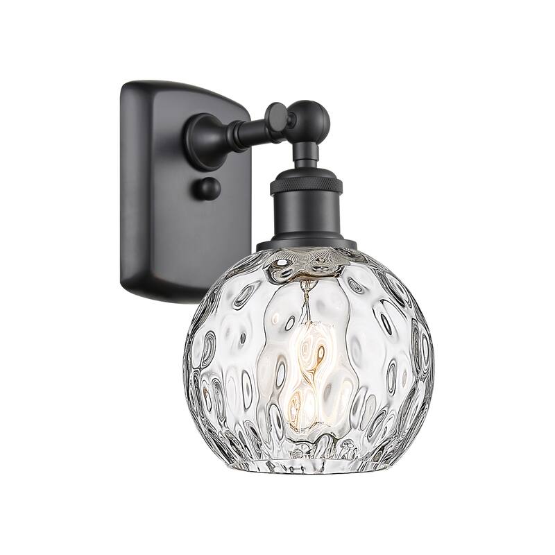 Innovations Lighting Athens Water Glass 1 Light 6" Sconce - Matte Black