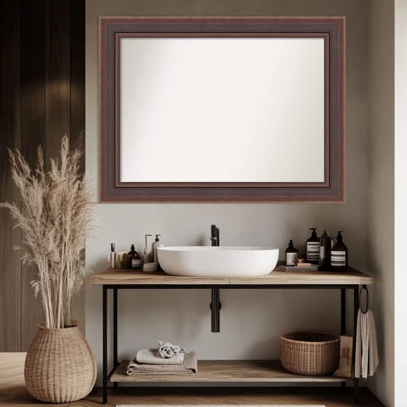 Moab Brown Bronze Non-Beveled Framed Bathroom Vanity Wall Mirror - Moab Brown Bronze
