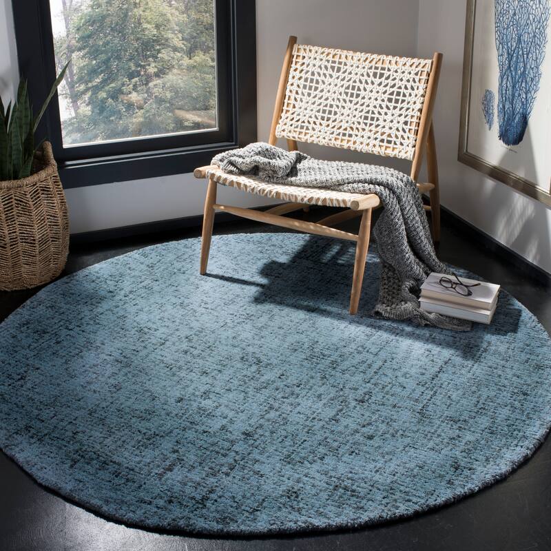 SAFAVIEH Handmade Abstract Lucy Modern Wool Rug - 6' Round - Blue/Multi