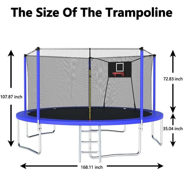 TN14FT Outdoor Trampoline with Safety Enclosure and Ladder - Blue