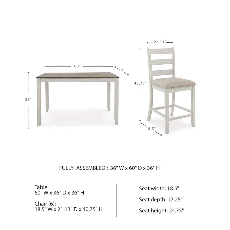 Signature Design by Ashley Skempton White Counter Height Dining Table and Bar Stools (Set of 7)