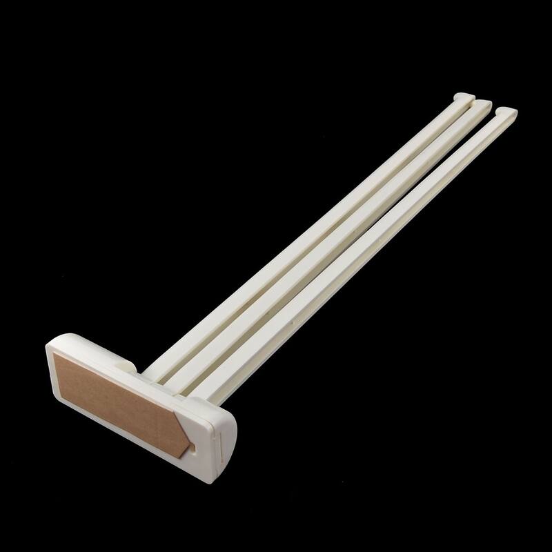 Kitchen Bathroom Swing 3 Arms Towel Hanger Holder White 13" Long - 13" x 3.7" x 0.8"(L*W*T).