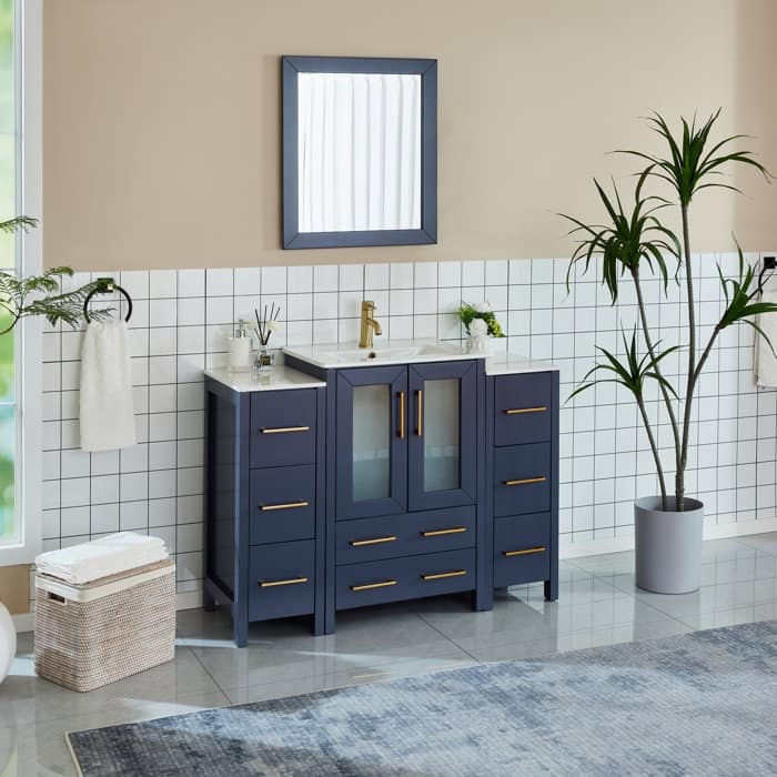 Vanity Art 48 in. Single Sink Bathroom Vanity with Top and Mirror - 48 X 18.1 X 35.8