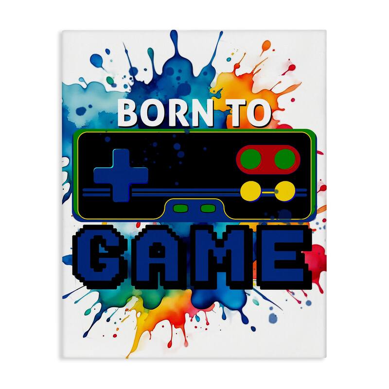 Stupell Born to Game Splash Canvas Wall Art Design By Kim Allen - 30 x 40