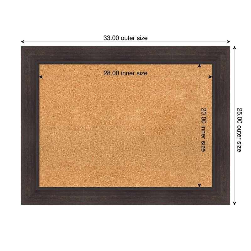Sloped Espresso Framed Cork Board - Bulletin Board, Organization Board, Pin Board - Natural - 33 x 25 in