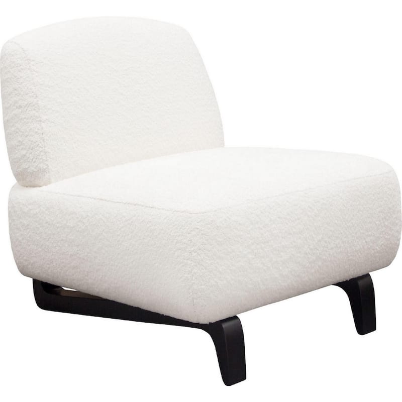 Ikka 30 Inch Padded Armless Chair Crisp White Faux Sheepskin Upholstery