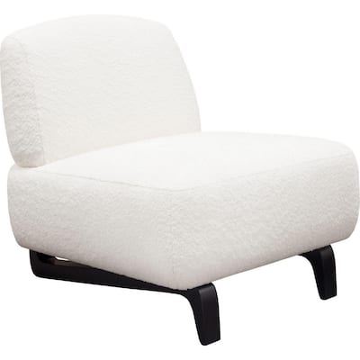 Ikka 30 Inch Padded Armless Chair Crisp White Faux Sheepskin Upholstery