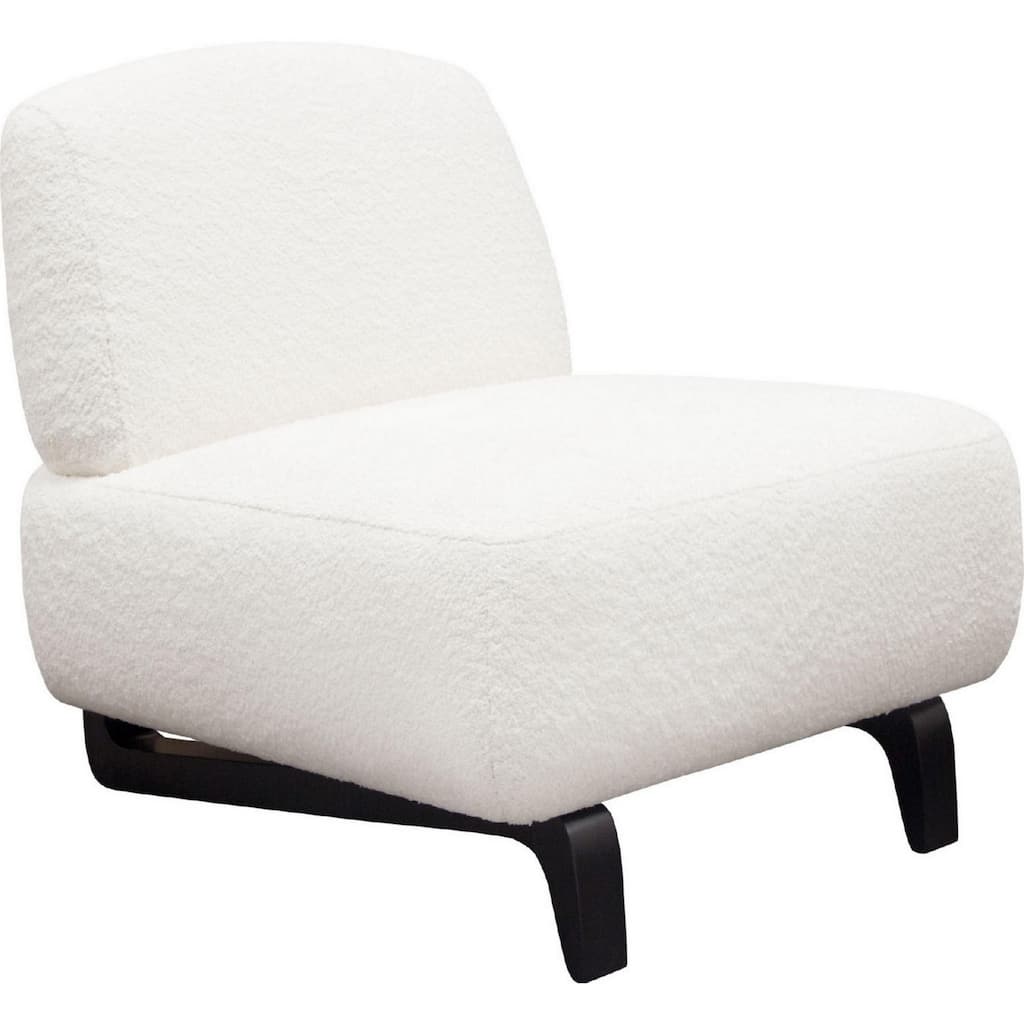 Ikka 30 Inch Padded Armless Chair Crisp White Faux Sheepskin Upholstery