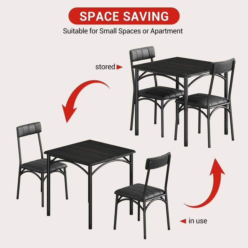 Round Dining Table Set for 2, Circle Kitchen Table and Chairs, Dining Room Table Set with Upholstered Chairs