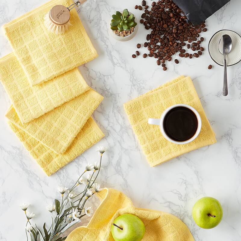 DII Solid Windowpane Terry Dishcloth Set of 6