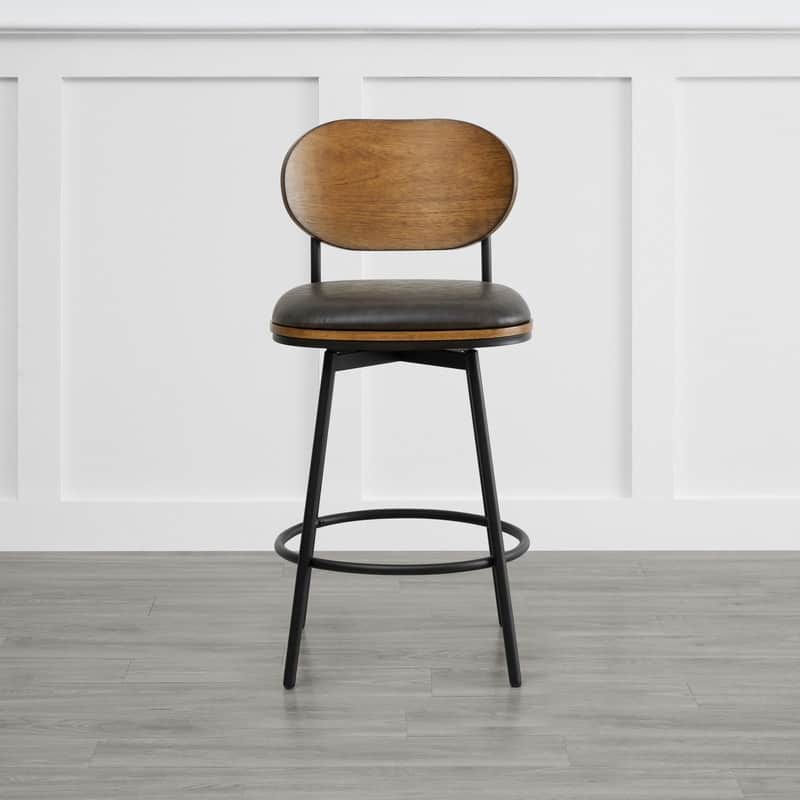 Spruce & Spring Megan Swivel Counter Bar Stool with Metal Legs