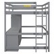 preview thumbnail 15 of 32, Wooden Loft Bed with Built-in Desk,A Wardrobe,Three Drawers,an Open Storage Cabinet,Full Size
